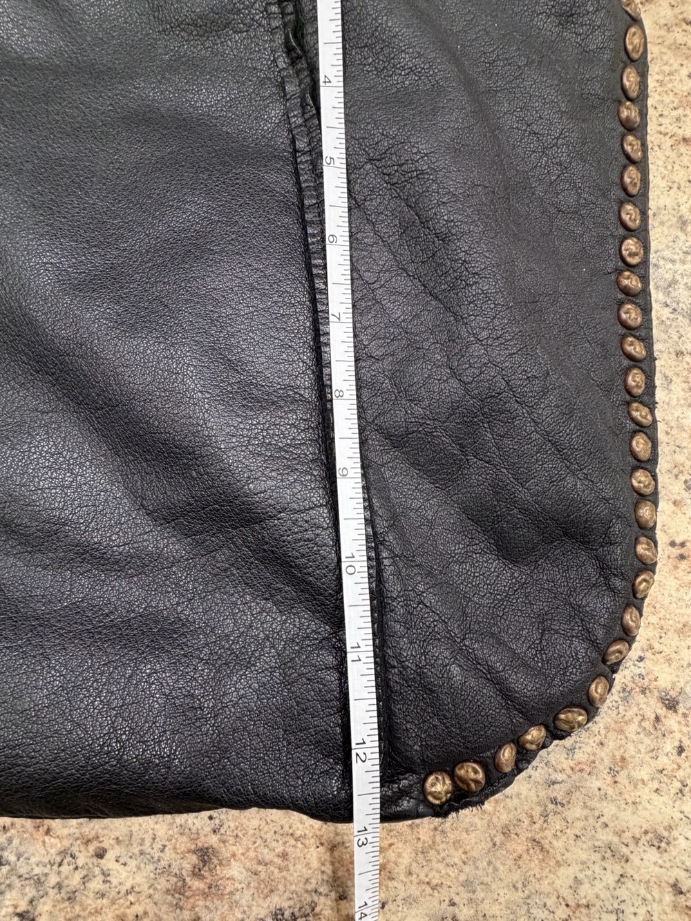 Civivo 93  Black Leather Shoulder Bag Made in Italy with Antique Gold Studs - Picture 12 of 12